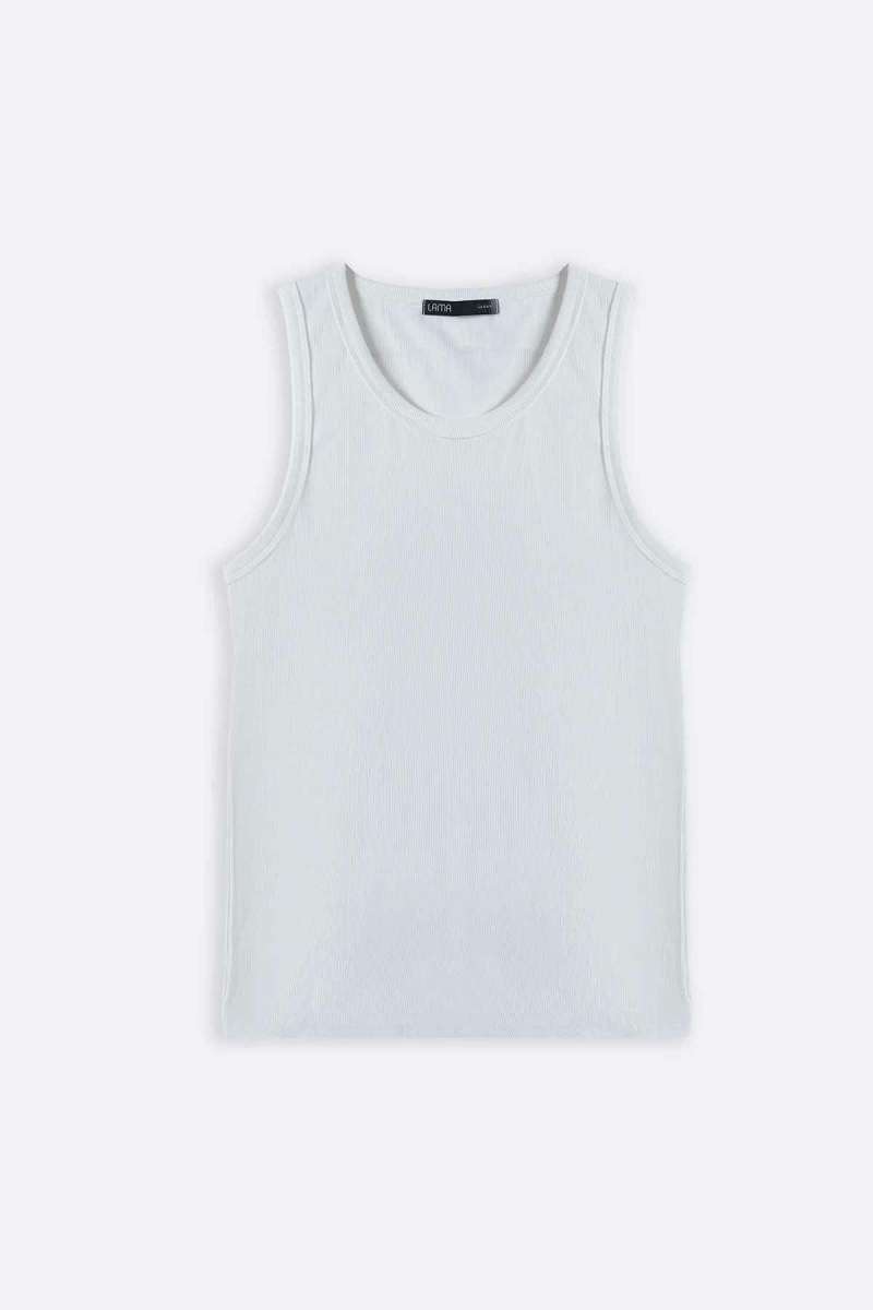 White Ribbed Tank Top
